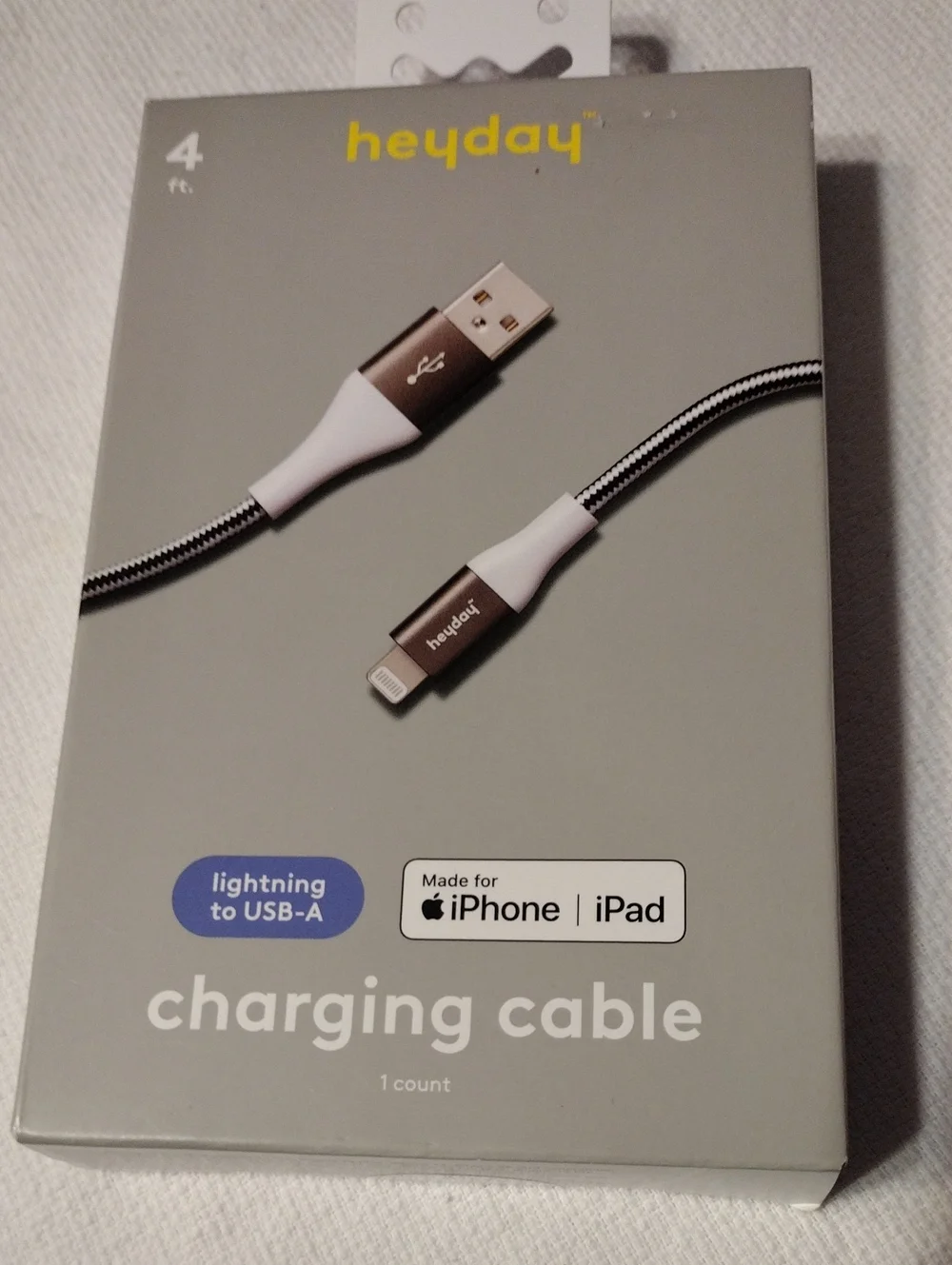 heyday Braided Lightning to USB-A Charging Cable - 4 ft